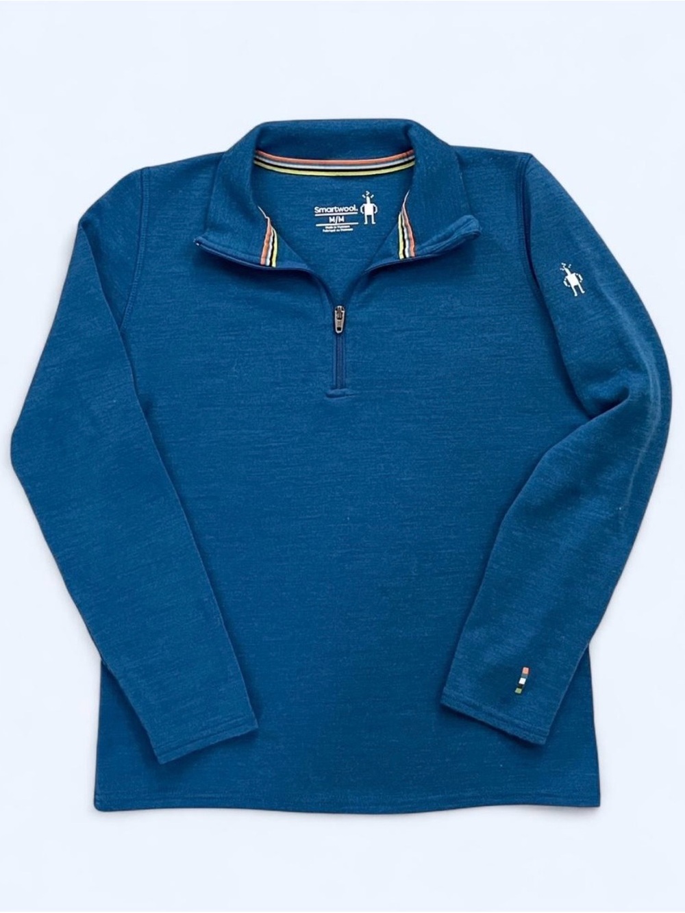 Smartwool Kids merino base thermal mid weight 250 Teal Quarter-Zip Pullover M